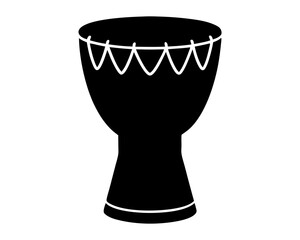 Silhouette Illustration of a Djembe Drum with Detailed Rhythmic Patterns Depicted