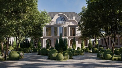 House exterior design. Mansion with classic contemporary style.
