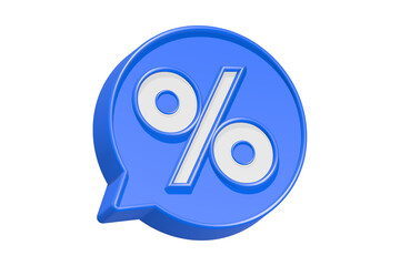 Percentage icon sign or percent message icon 3d rendering