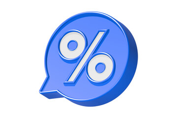 Percentage icon sign or percent message icon 3d rendering