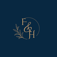 FH Initial Wedding Monogram Logo with Minimalistic Style