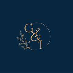 GI Initial Wedding Monogram Logo with Minimalistic Style