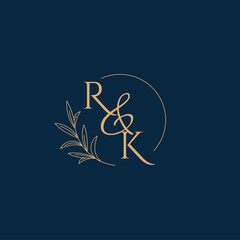 RK Initial Wedding Monogram Logo with Minimalistic Style