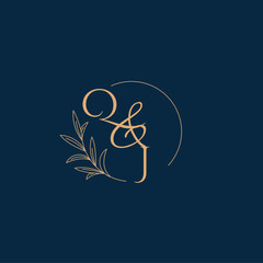 QJ Initial Wedding Monogram Logo with Minimalistic Style