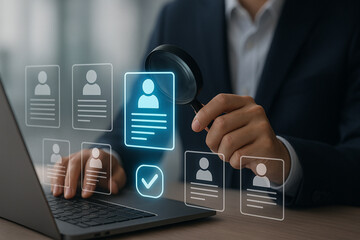 Human Resources management Recruitment. Headhunting Concept, Human Resources to search and select job applicants