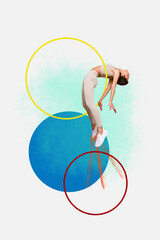 Trend artwork sketch 3D collage of dynamic sport training fit warmup activity healthcare...