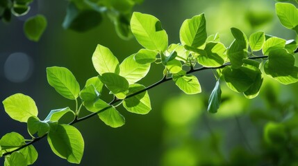 Obraz premium Bright green leaves unfurl in the forest, a fresh and vibrant symbol of nature's summer growth