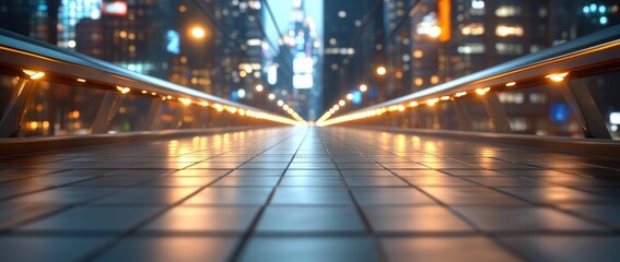 Fototapeta premium City pathway night perspective