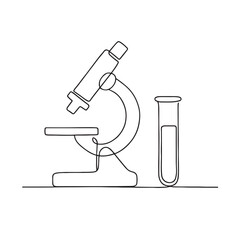 Microscope Continuous Line Drawing Laboratory Equipment with Test Tube