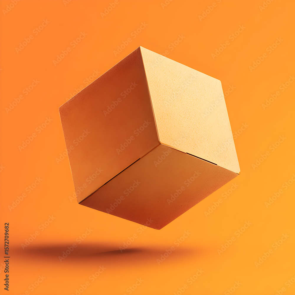 Poster blank mockup of cube carton box with editable surface and floating angle