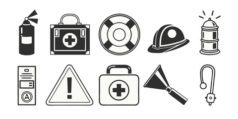 Collection of Safety and First Aid Icons in vector