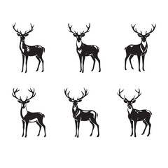 Deer logo icon Deers set silhouettes isolated Vector