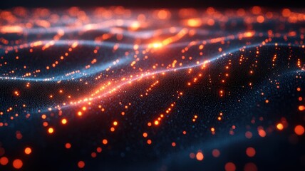 Abstract Digital Wave with Glowing Particles abstract digital wave particles glowing data technology