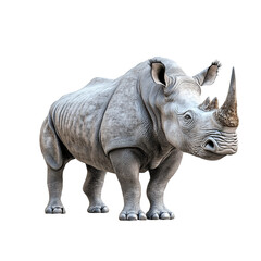 Obraz premium Realistic White Rhinoceros, Isolated on Transparent PNG, 3D Render