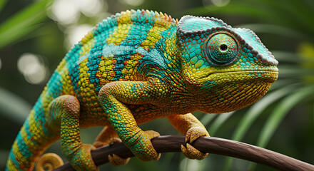 green lizard on a branch