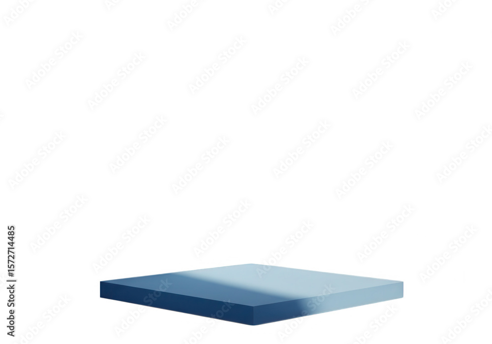 Poster a minimalist blue square podium stands ready for product display in a clean studio setting isolated 