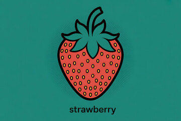 Strawberry Illustration Vector | Fruit Icon Drawing on Green Background