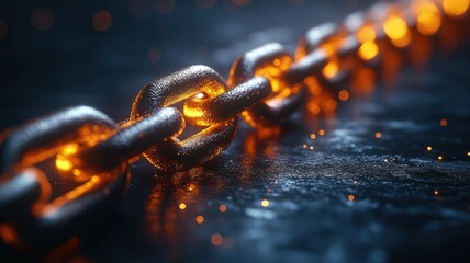 Abstract Hot Metal Chain Links with Glowing Sparks chain metal links hot glowing sparks abstract ai