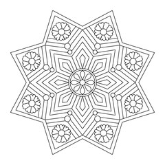Cute Flower Mandala Sketch, Beginner Friendly Art, Vector illustration