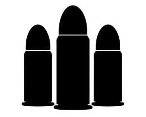 Three Black Bullets in Silhouette on a White Background with Contrast