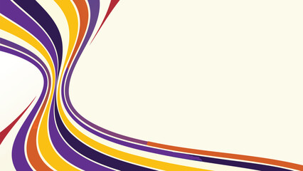 Abstract background with curved colorful lines in yellow purple and orange colors on a light background