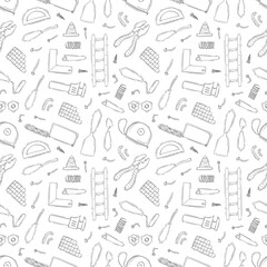 construction pattern. construction tool seamless pattern. doodle construction seamless pattern. construction tool background