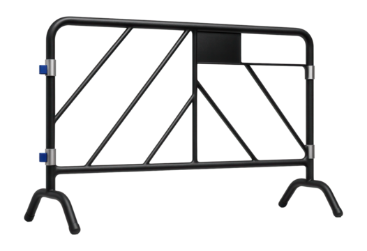 Lightweight steel frame barrier with rubber caps for cycling events