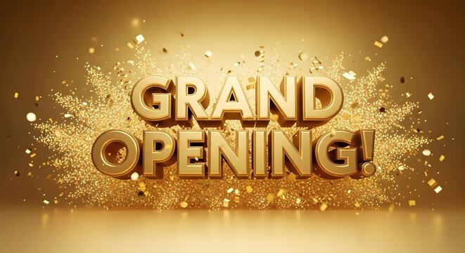 Grand Opening Gold Confetti Celebration Background - Powered by Adobe
