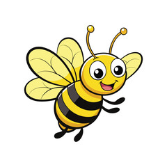 Cute Cartoon Bee Vector Happy Flying Honeybee Illustration
