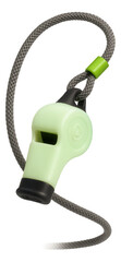 Glow-in-the-dark whistle with a breakaway cord for camping trips