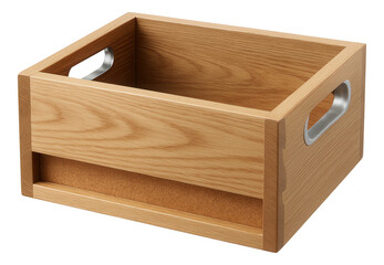 Square wooden picnic crate with side handles and a natural finish for backyard gatherings