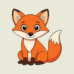 Adorable Cartoon Fox with Orange Fur