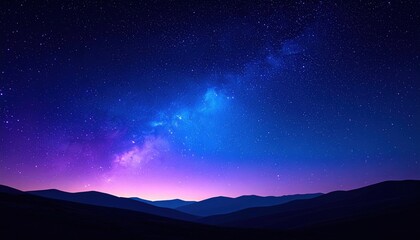 Fototapeta premium Pixelated Night Sky Over Silhouetted Mountains