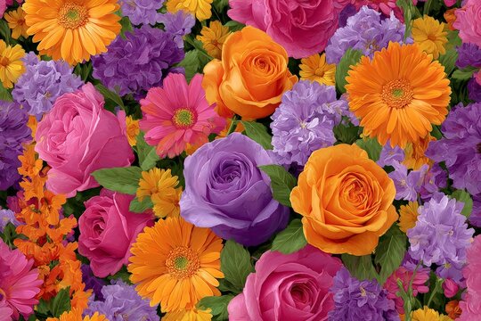 Vibrant floral arrangement featuring assorted roses and colorful blooms during spring season