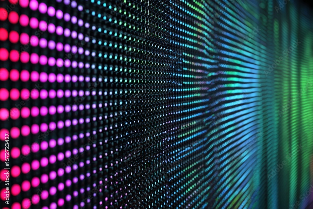 Poster vibrant display of led lights creating colorful patterns in a digital art installation at a modern v