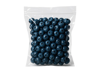 Vacuum-Sealed Pack of Fresh Blueberries on Transparent Background
