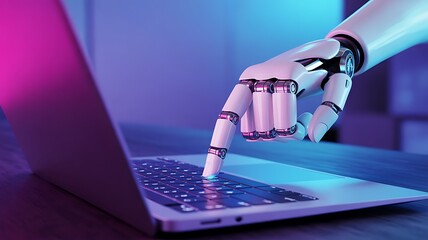 Close-up of hands typing on a laptop computer, perfect for illustrating online business and technology