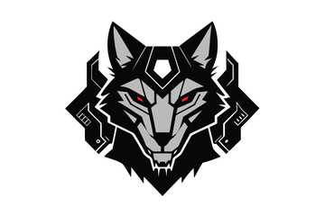 Cybernetic Wolf Head Logo – Futuristic Robotic Beast Vector Design