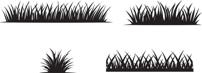 Grass Silhouette Icon Set – Decorative Nature Blades, Textured Turf Shapes & Minimal Landscape Elements