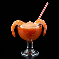 Elegant Shrimp Cocktail Appetizer with Zesty Sauce, Perfect for Festive Occasions.