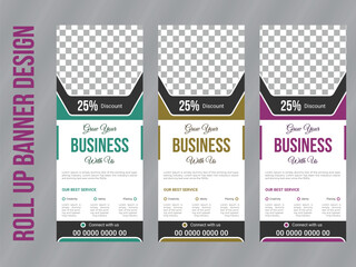 Creative modern business roll up design, standee and banner template. Corporate roll up banner design, best for promotion