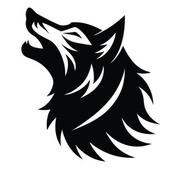 Obraz premium Sleek Howling Wolf Head – Stylish Wildlife Vector for Gear and Apparel