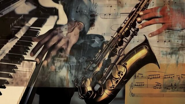 Musical background with saxophone and piano playing. Ideal for presentations related to art and culture, as well as for creating atmosphere in cafes and restaurants.
