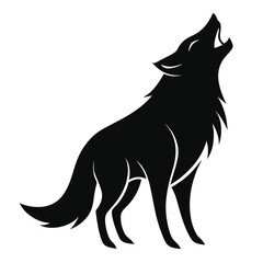 Stylized Wolf Howling Logo – Clean Wild Animal Illustration for Clothing