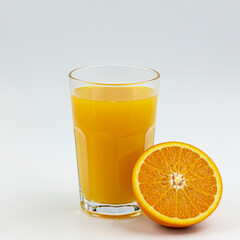 Refreshing glass of orange juice with pulp, isolated on white, high detail, 8k.