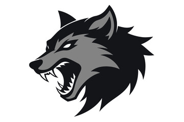 Solid Black Wolf Head – Silhouette Animal Logo for Modern Outdoor Brands
