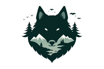 Forest Wolf Double Exposure – Wildlife and Nature Themed Animal Art