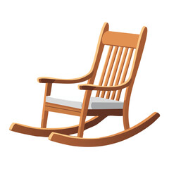 Wooden Rocking Chair with Grey Cushion
