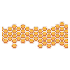 Abstract honeycomb pattern with golden hexagons on white background