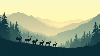 mountain landscape with fog